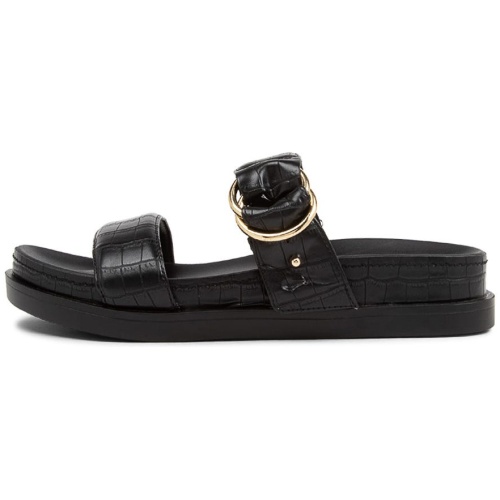 Verali Oslo Ve Black Croc Smooth Black Croc Sandals Womens Shoes Casual Sandals Flat Sandals