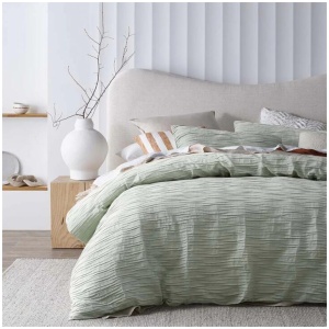Vintage Design Homewares Malvern Sage Cotton Quilt Cover Set Queen