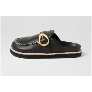 Walnut Pia Leather Mule Wa Black Leather Black Shoes Womens Shoes Casual Flat Shoes