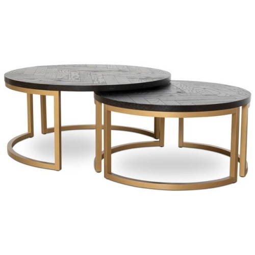 Wilma Nested Coffee Table - Peppercorn and Brass by Interior Secrets - AfterPay Available