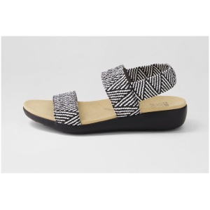 Ziera Usaid W Zr Black & Beige Woven Elastic Black & Beige Woven Sandals Womens Shoes Casual Sandals Flat Sandals