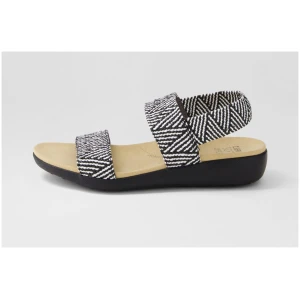 Ziera Usaid W Zr Black & Beige Woven Elastic Black & Beige Woven Sandals Womens Shoes Casual Sandals Flat Sandals
