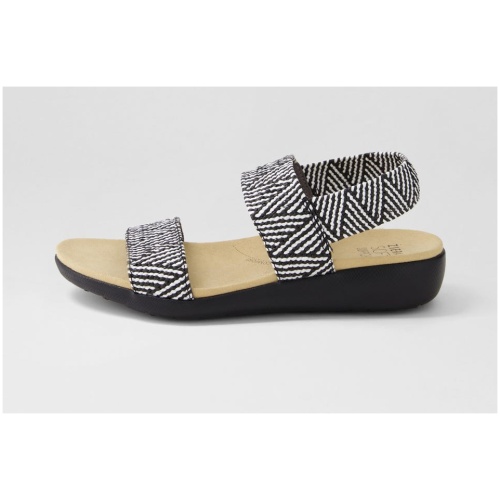 Ziera Usaid W Zr Black & Beige Woven Elastic Black & Beige Woven Sandals Womens Shoes Casual Sandals Flat Sandals
