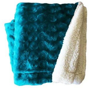 plush fleece sherpa backed reversible throw teal