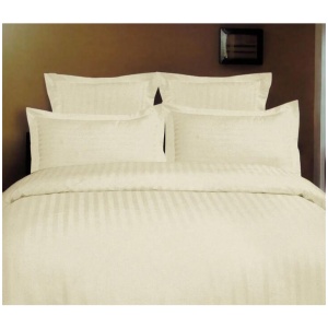 1000TC Self Striped Tailored Quilt Cover Set Ivory King