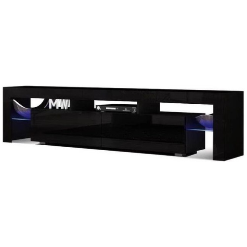189cm RGB LED TV Stand Cabinet Entertainment Unit Gloss Furniture Drawers Tempered Glass Shelf Black