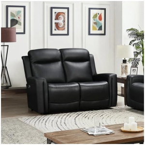2 Seater Electric Leather/PVC Black Recliner