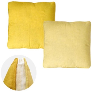2-Tone Yellow Gusseted Linen Texture Look Filled Cushion 45 x 45 x 6 cm