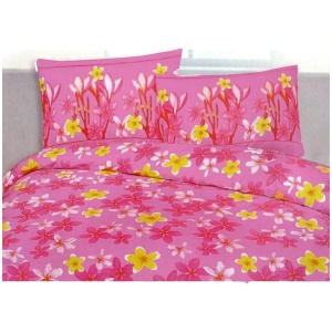 225TC Polyester Cotton Frangipani Jungle Pink Quilt Cover Set King