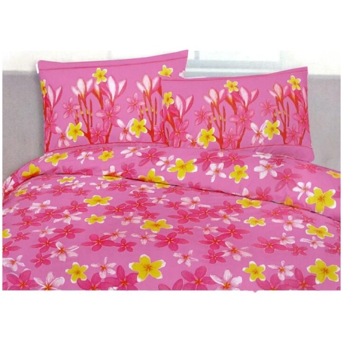225TC Polyester Cotton Frangipani Jungle Pink Quilt Cover Set King