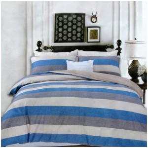 250TC Cotton Reversible Quilt Cover Set Beachy Stripes Queen