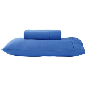 280TC 50% Polyester 50% Cotton Sheet Set Single Mid Blue