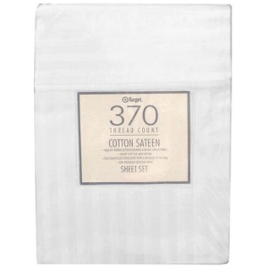 370TC White Self-striped Cotton Sateen Sheet Set King