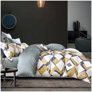 400TC Cotton Sateen Quilt Cover Set Modern Art Queen