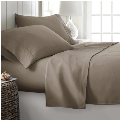 400TC Cotton Sateen Sheet Set King - Mocha