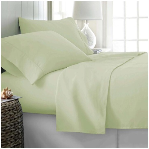 400TC Cotton Sateen Sheet Set Queen - Ivory (with a Hint of Green)