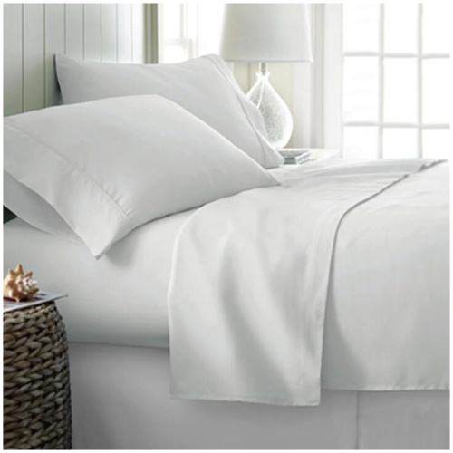 400TC Cotton Sateen Sheet Set Queen - White