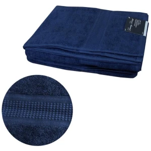 500GSM Set of 2 100% Cotton Bath Sheet Navy 80 x 160 cm