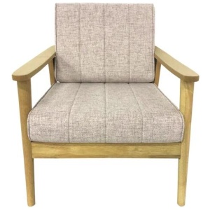 6IXTY Mia Scandinavian Fabric Accent Armchair Wooden Frame - Light Dusk