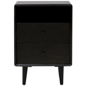 6IXTY Noche 2-Drawer Wooden Bedside Table Nightstand - Black