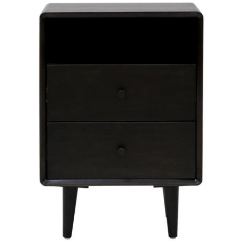 6IXTY Noche 2-Drawer Wooden Bedside Table Nightstand - Black