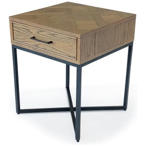 6IXTY Toulouse French Marquetry End Lamp Side Table W/ 1-Drawer - Oak