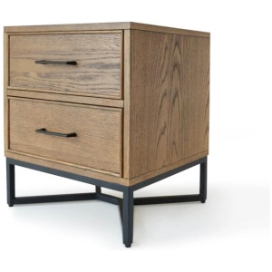 6IXTY Toulouse French Marquetry Nightstand Bedside Table W/ 2-Drawers - Oak