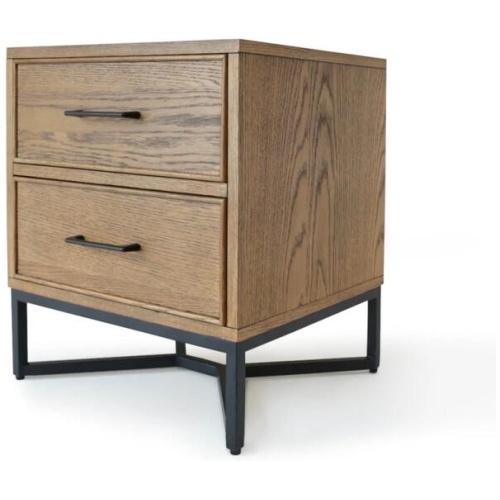 6IXTY Toulouse French Marquetry Nightstand Bedside Table W/ 2-Drawers - Oak