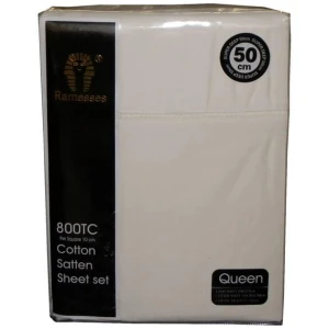 800TC Ramesses Cotton Sateen Sheet Set Cream King