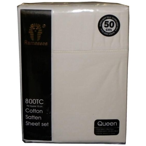 800TC Ramesses Cotton Sateen Sheet Set Cream King