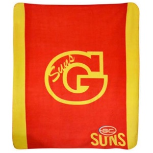 AFL Licensed Polar Fleece Throw Gold Coast Suns