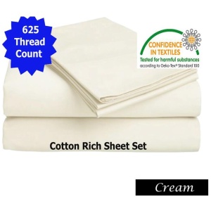 Accessorize 625TC Cotton Rich Sheet Set Cream Queen