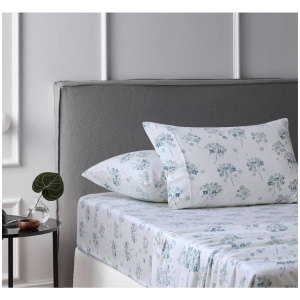 Accessorize Cotton Flannelette Sheet Set Flower Bunch Light Blue Single