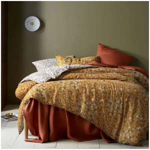 Accessorize Lisa Ochre Washed Cotton Printed Quilt Cover Set King