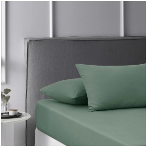 Accessorize Olive Washed Cotton Fitted Sheet Set Queen