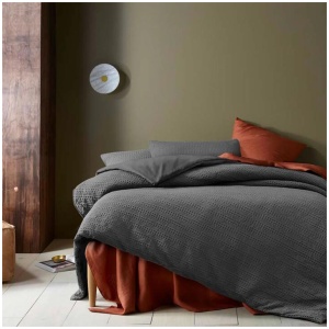 Accessorize Soho Waffle Dark Grey Quilt Cover Set King