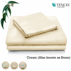 Accessorize Tencel Cotton Blend Sheet Set Cream (Also Known as Stone) Single
