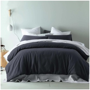 Accessorize Waffle Slate Cotton Blend Quilt Cover Set Queen