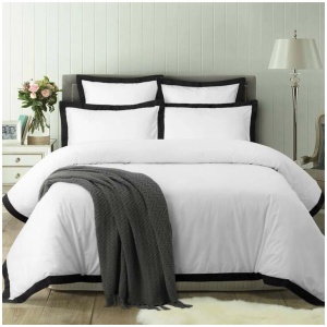 Accessorize White/Black Tailored Hotel Deluxe Cotton Quilt Cover Set King