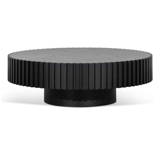 Alfaro Oak Round Coffee Table - Black by Interior Secrets - AfterPay Available