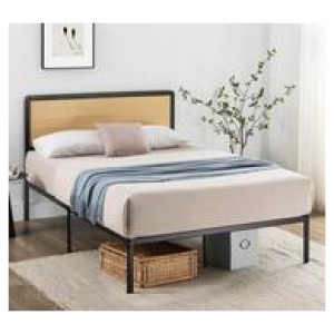 Alisa Rattan Metal Queen Bed Black