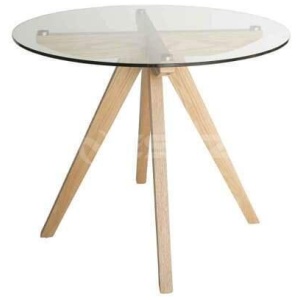 Amelia Collection Round Glass Dining Table - 90cm - Natural