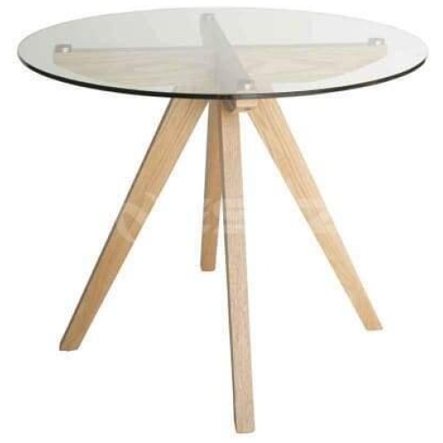 Amelia Collection Round Glass Dining Table - 90cm - Natural