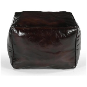 Amelia PU Leather Vintage Rustic Square Foot Stool Ottoman Brown