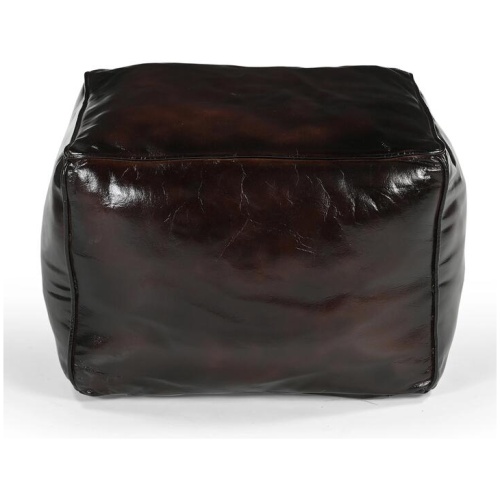 Amelia PU Leather Vintage Rustic Square Foot Stool Ottoman Brown