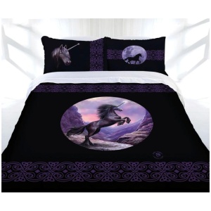 Anne Stokes Black Unicorn Quilt Cover Set Queen
