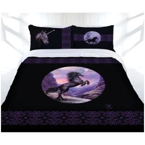 Anne Stokes Black Unicorn Quilt Cover Set Queen