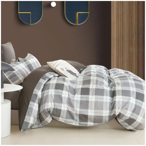 Ardor 250TC Chester Plaid Cotton Sateen Quilt Cover Set King