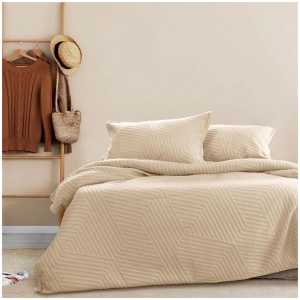 Ardor Alton Linen Jacquard Embossed Texture Geo Quilt Cover Set King