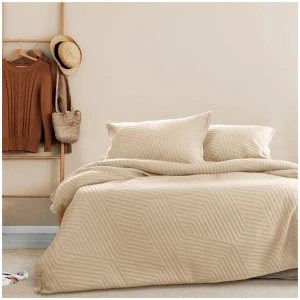 Ardor Alton Linen Jacquard Embossed Texture Geo Quilt Cover Set King